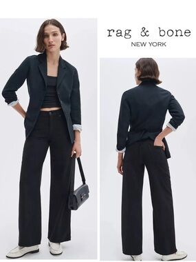 rag & bone Wide-Leg Jeans in Aged Black